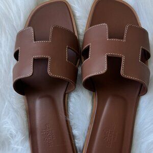 Authentic Hermes Oran leather Sandals